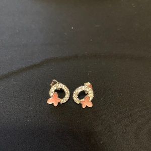 Elegant Korean Crystal with Pink Butterfly Earring